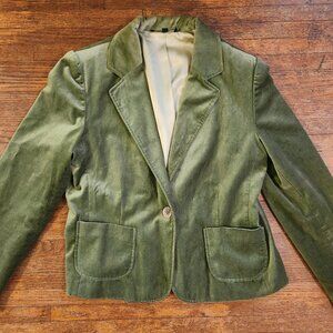 Briggs New York womens Size 14/L velvet green open front blazer